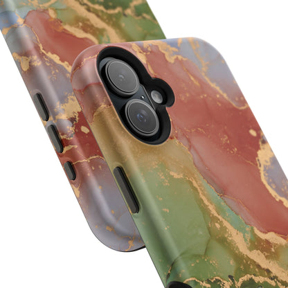 Emerald Orange Marble MagSafe Case - Green Marble with Luxe Gold Swirls for iPhone - BOGO Cases