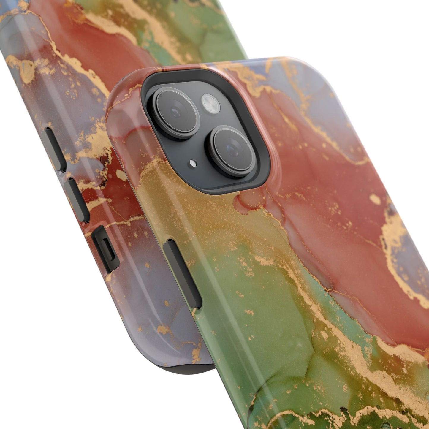 Emerald Orange Marble MagSafe Case - Green Marble with Luxe Gold Swirls for iPhone - BOGO Cases