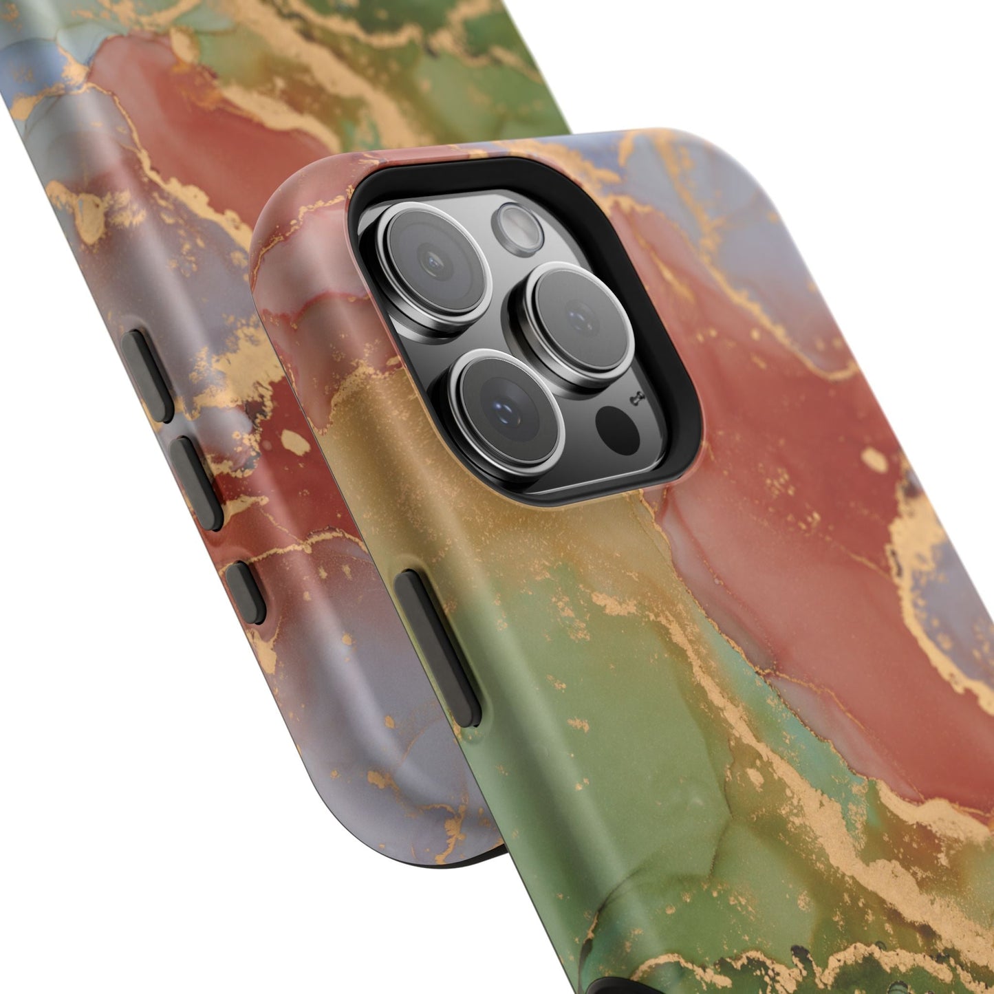 Emerald Orange Marble MagSafe Case - Green Marble with Luxe Gold Swirls for iPhone - BOGO Cases