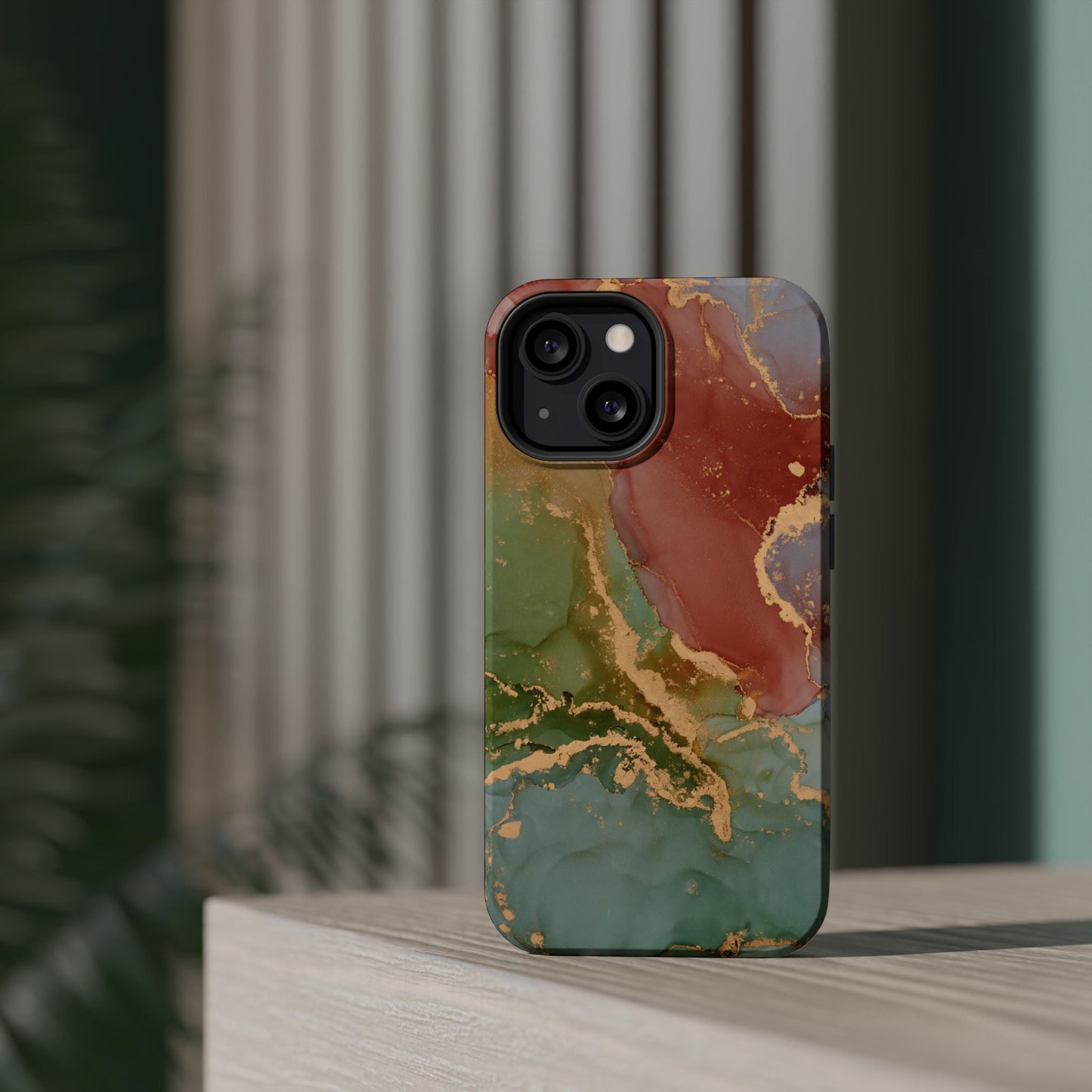 Emerald Orange Marble MagSafe Case - Green Marble with Luxe Gold Swirls for iPhone - BOGO Cases