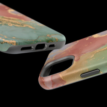 Emerald Orange Marble MagSafe Case - Green Marble with Luxe Gold Swirls for iPhone - BOGO Cases