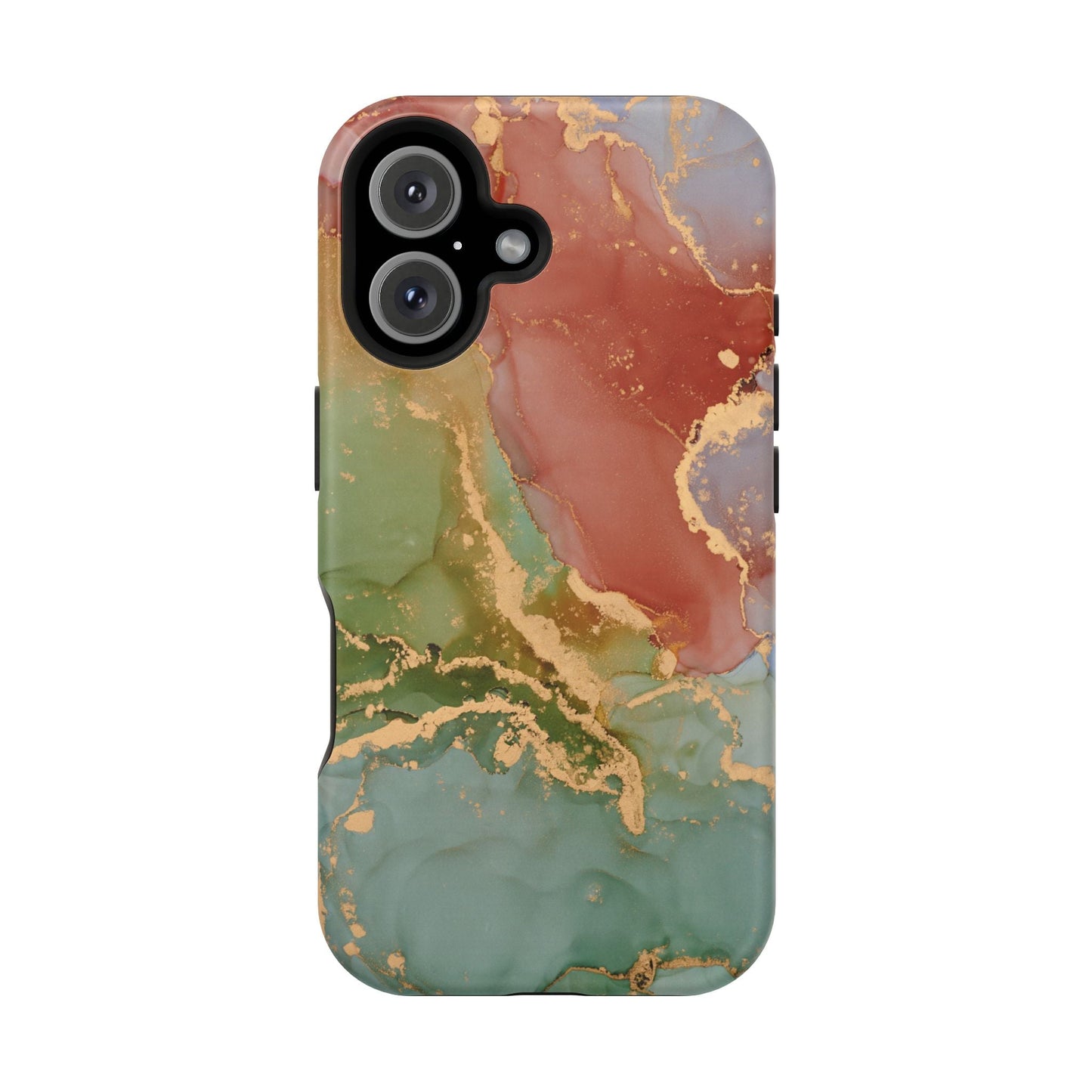 Emerald Orange Marble MagSafe Case - Green Marble with Luxe Gold Swirls for iPhone - BOGO Cases