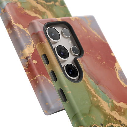 Emerald Orange Marble Samsung Galaxy Case - Green Marble Case with Luxe Gold Swirls - BOGO Cases