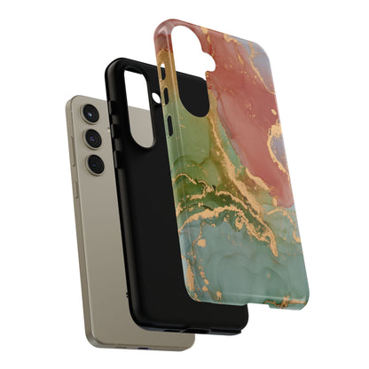 Emerald Orange Marble Samsung Galaxy Case - Green Marble Case with Luxe Gold Swirls - BOGO Cases