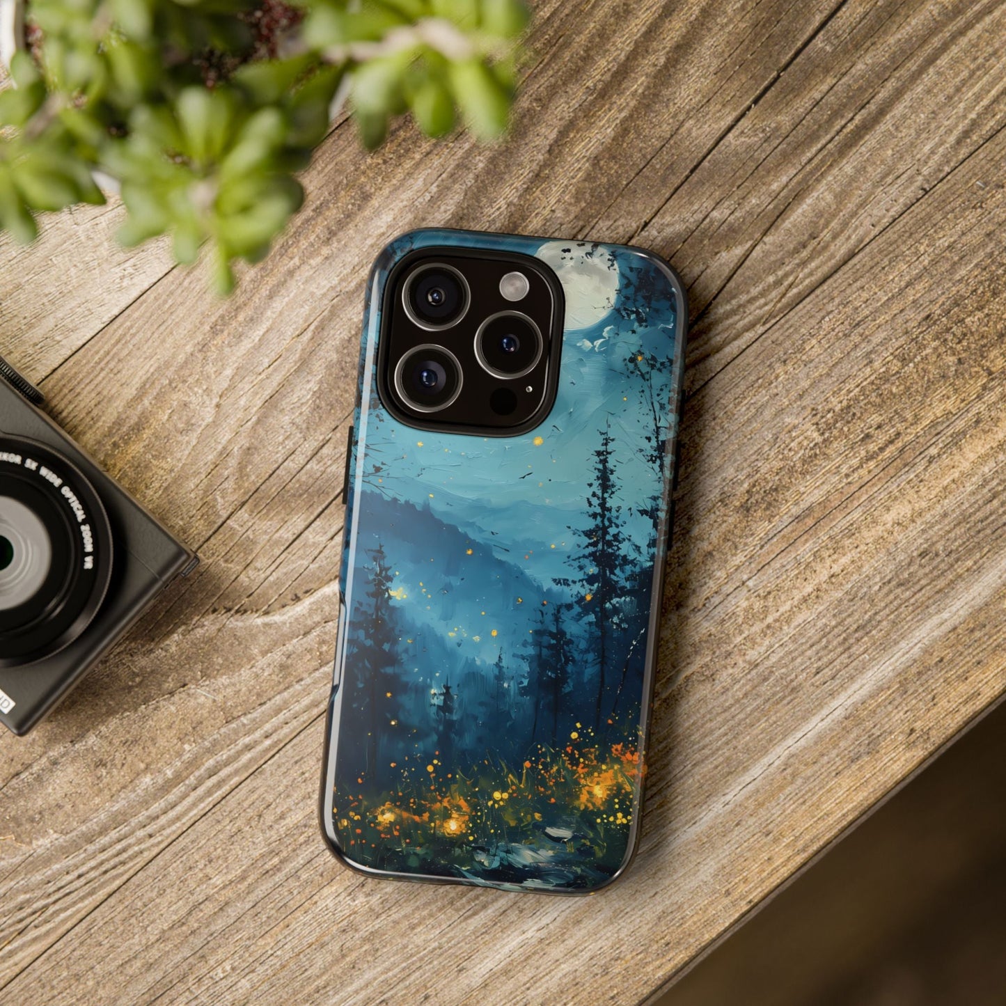 Enchanted Forest iPhone Case - Whimsical Night Sky & Fireflies Design - For for All iPhone Models - Cute PhoneCases - Premium Tough Quality - BOGO Cases