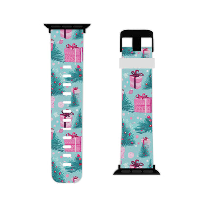Festive Pink Christmas Gifts and Evergreen Apple Watch Band - BOGO Cases