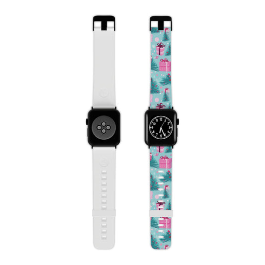 Festive Pink Christmas Gifts and Evergreen Apple Watch Band - BOGO Cases