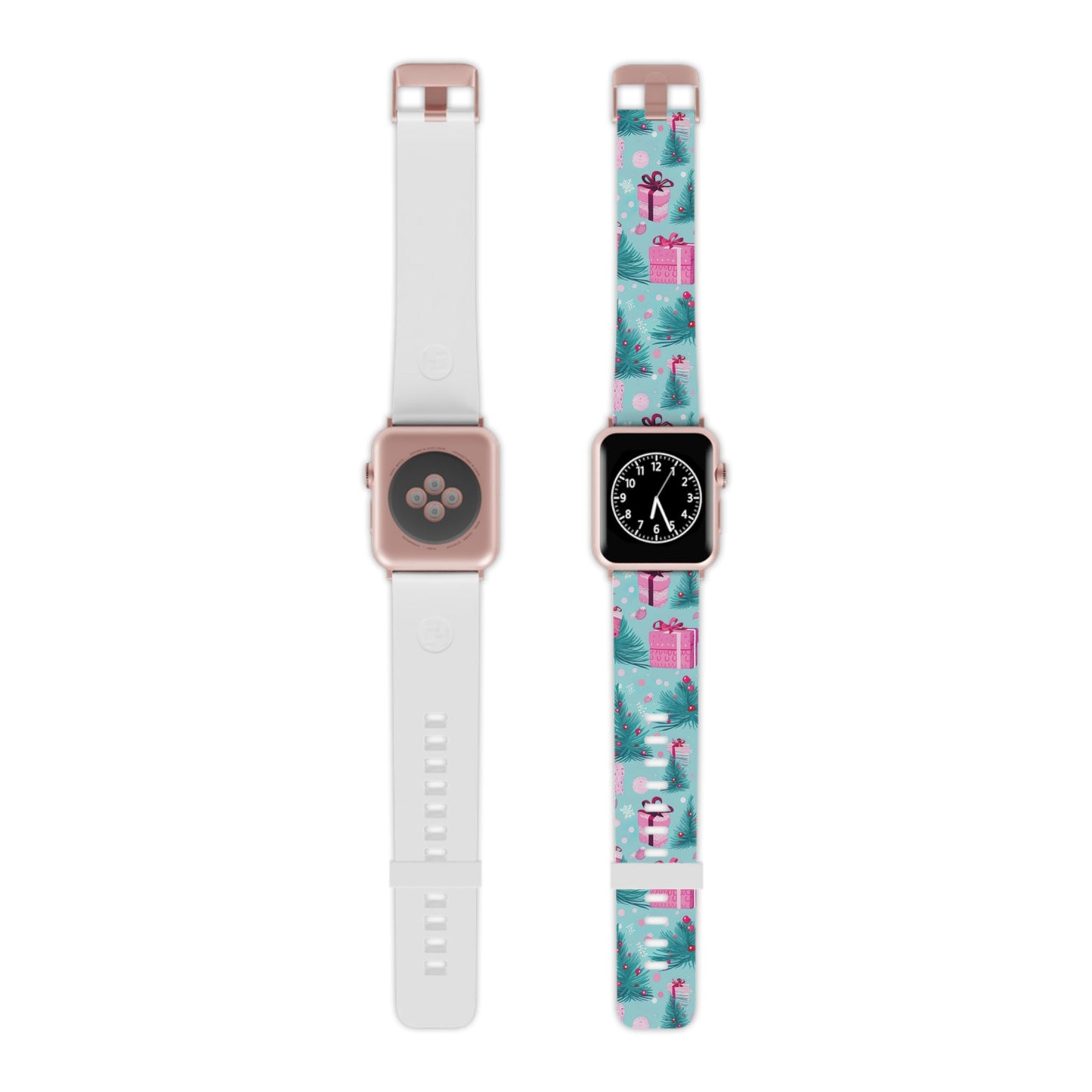 Festive Pink Christmas Gifts and Evergreen Apple Watch Band - BOGO Cases
