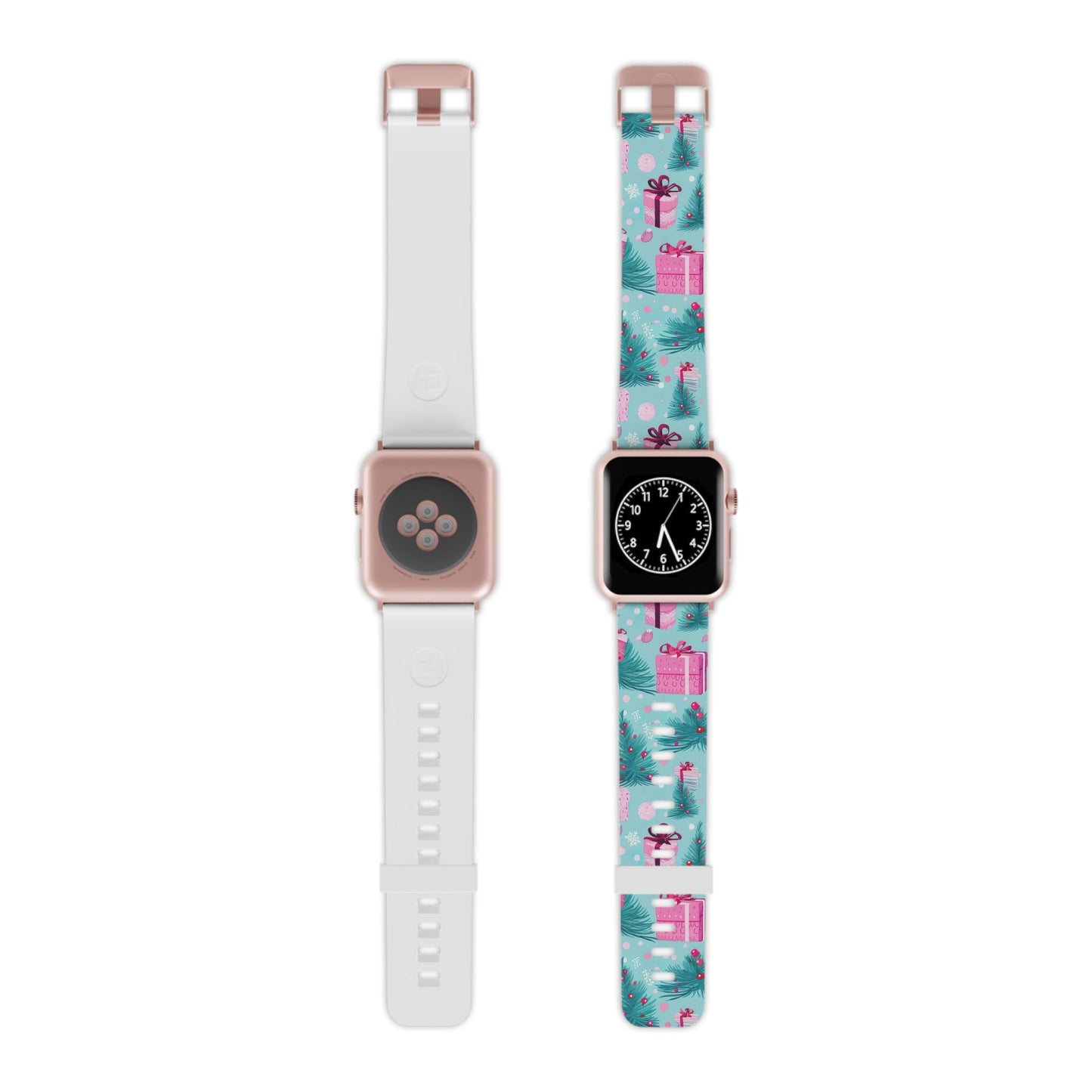 Festive Pink Christmas Gifts and Evergreen Apple Watch Band - BOGO Cases