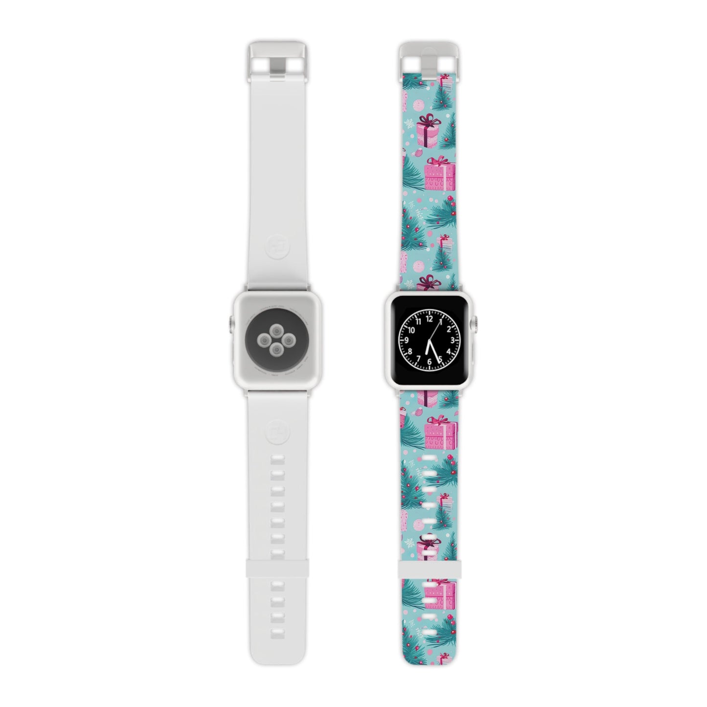 Festive Pink Christmas Gifts and Evergreen Apple Watch Band - BOGO Cases