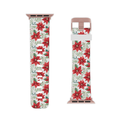Festive Poinsettia Holiday Pattern Apple Watch Band - BOGO Cases