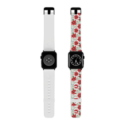 Festive Poinsettia Holiday Pattern Apple Watch Band - BOGO Cases