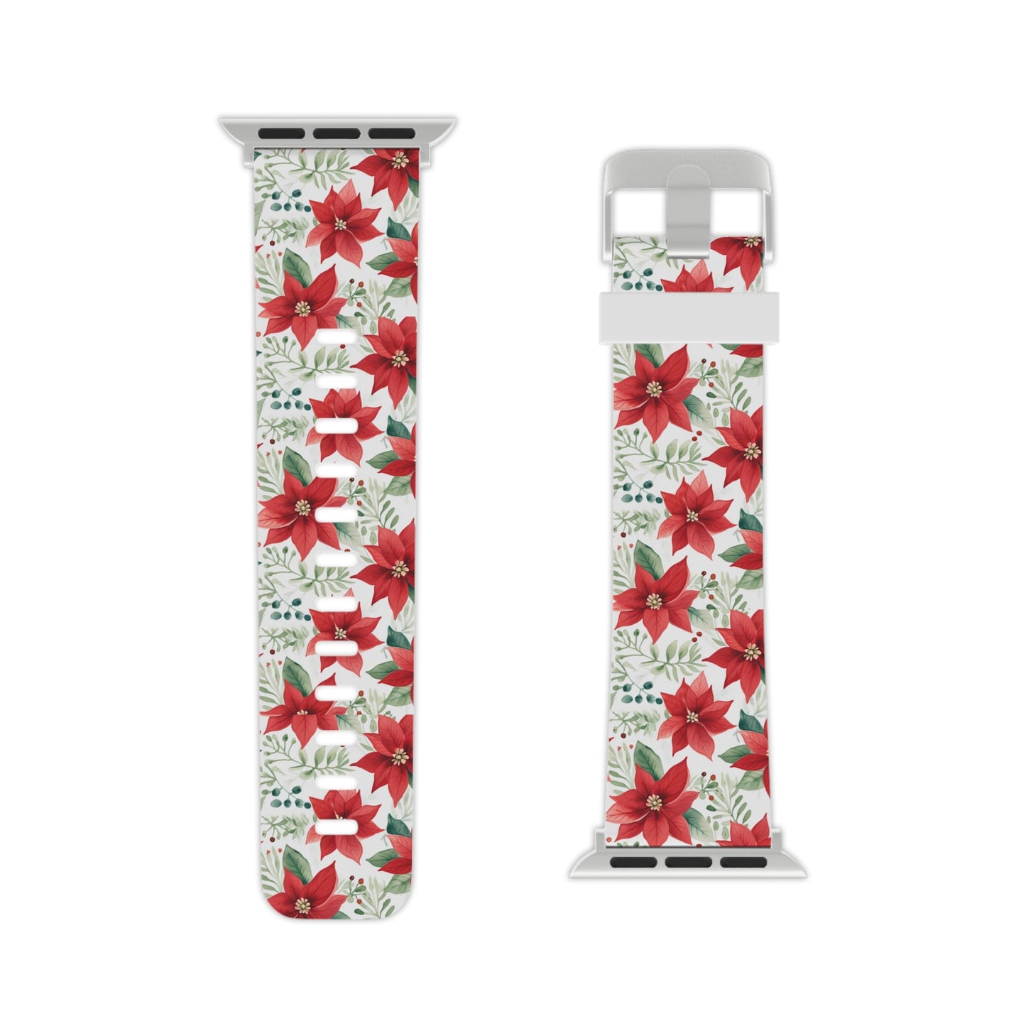 Festive Poinsettia Holiday Pattern Apple Watch Band - BOGO Cases