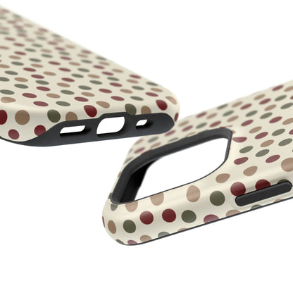 Festive Red & Green Polka Dots on Cream – MagSafe iPhone Case - BOGO Cases
