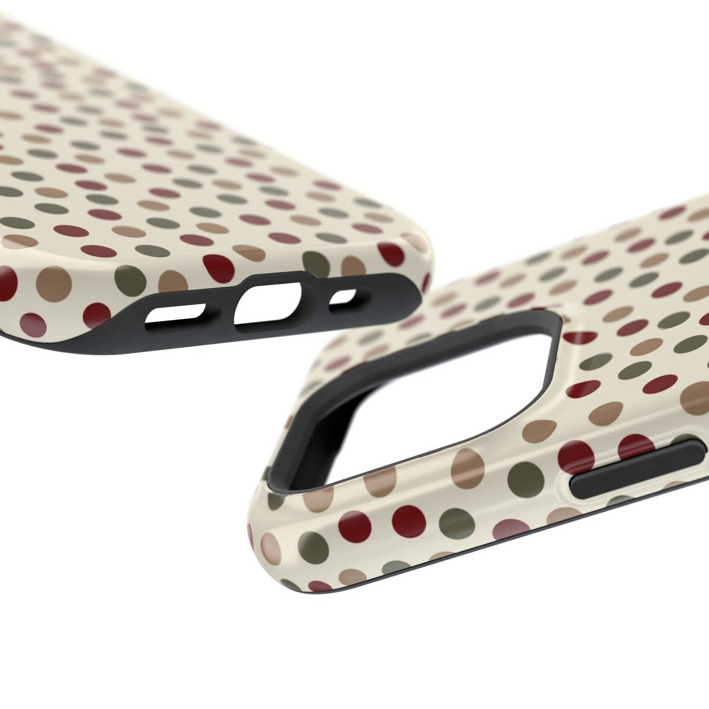 Festive Red & Green Polka Dots on Cream – MagSafe iPhone Case - BOGO Cases