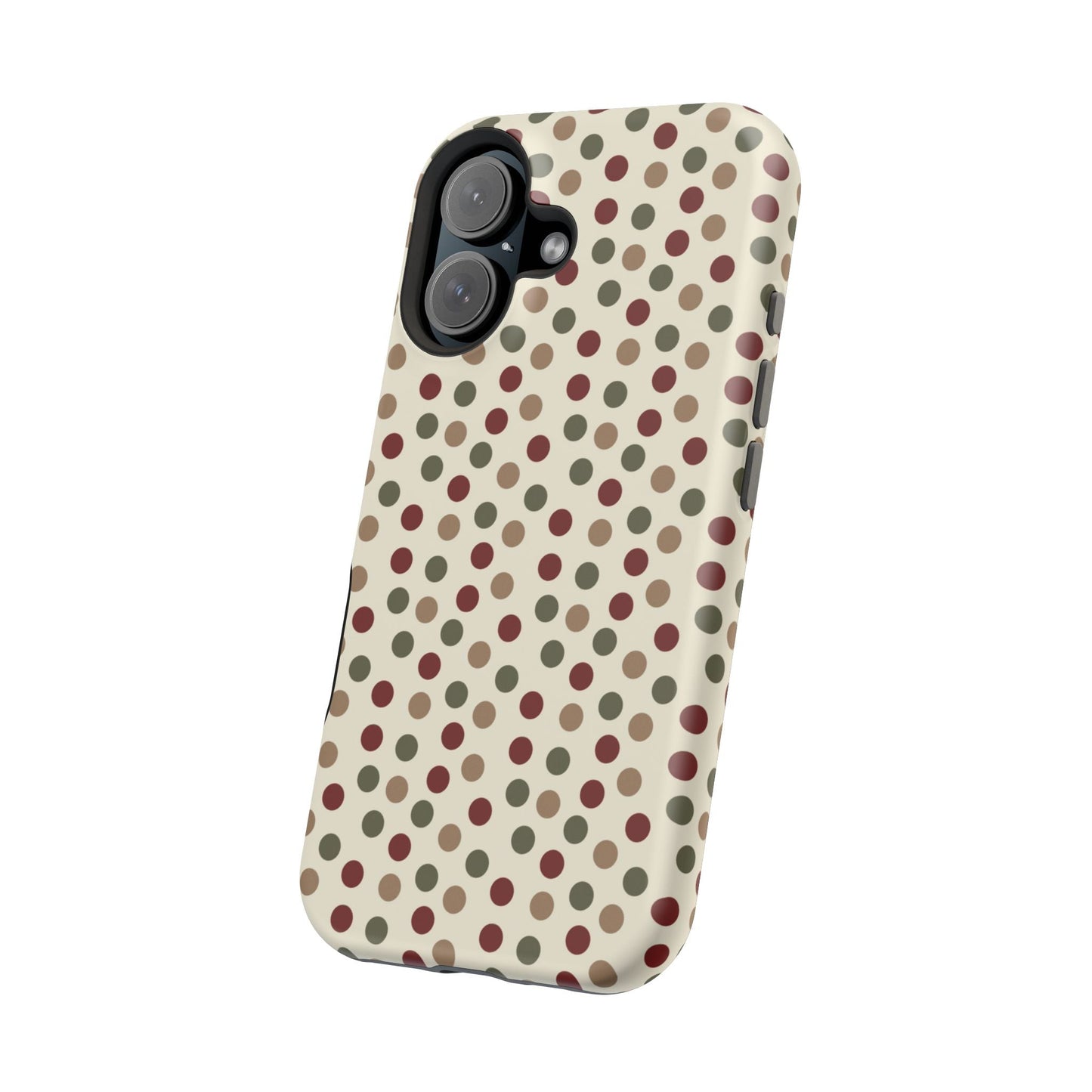 Festive Red & Green Polka Dots on Cream – MagSafe iPhone Case - BOGO Cases