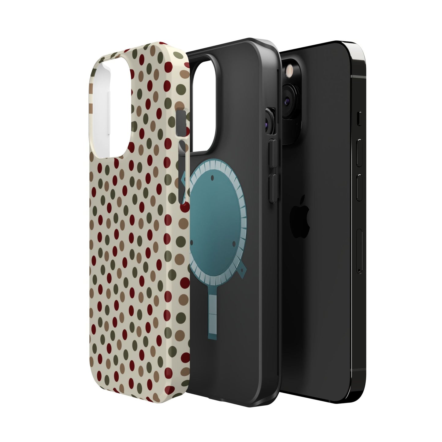 Festive Red & Green Polka Dots on Cream – MagSafe iPhone Case - BOGO Cases