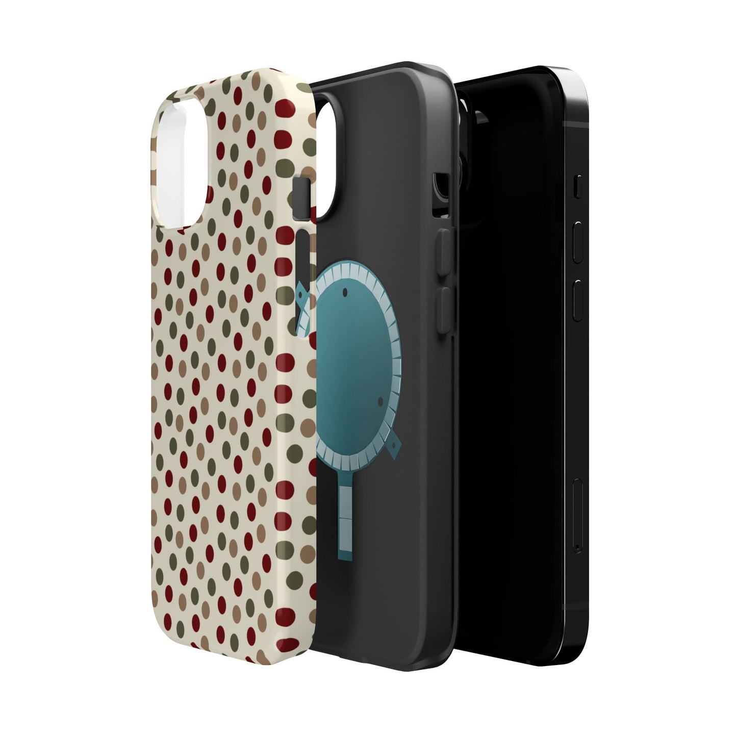 Festive Red & Green Polka Dots on Cream – MagSafe iPhone Case - BOGO Cases