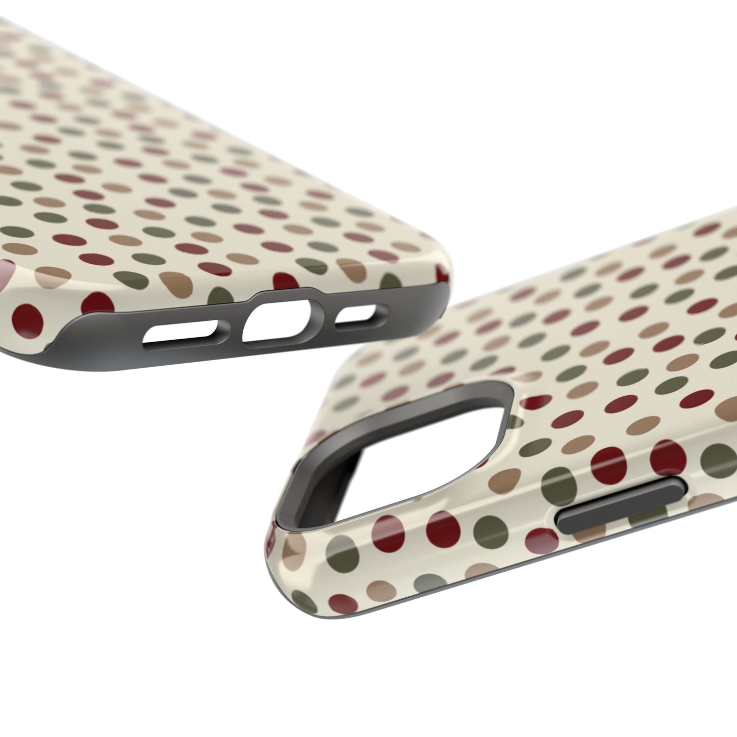 Festive Red & Green Polka Dots on Cream – MagSafe iPhone Case - BOGO Cases