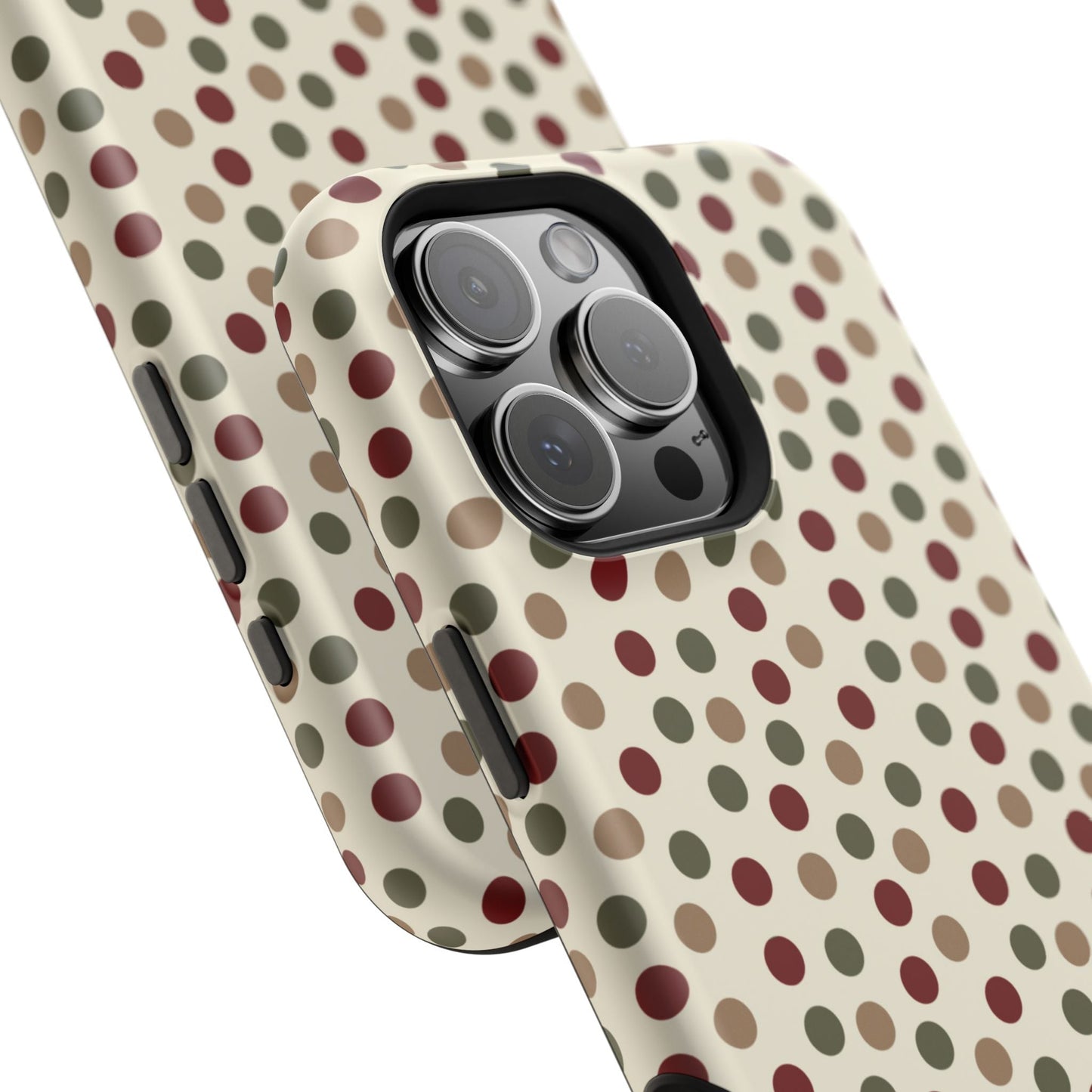 Festive Red & Green Polka Dots on Cream – MagSafe iPhone Case - BOGO Cases