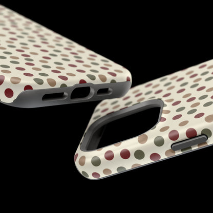 Festive Red & Green Polka Dots on Cream – MagSafe iPhone Case - BOGO Cases
