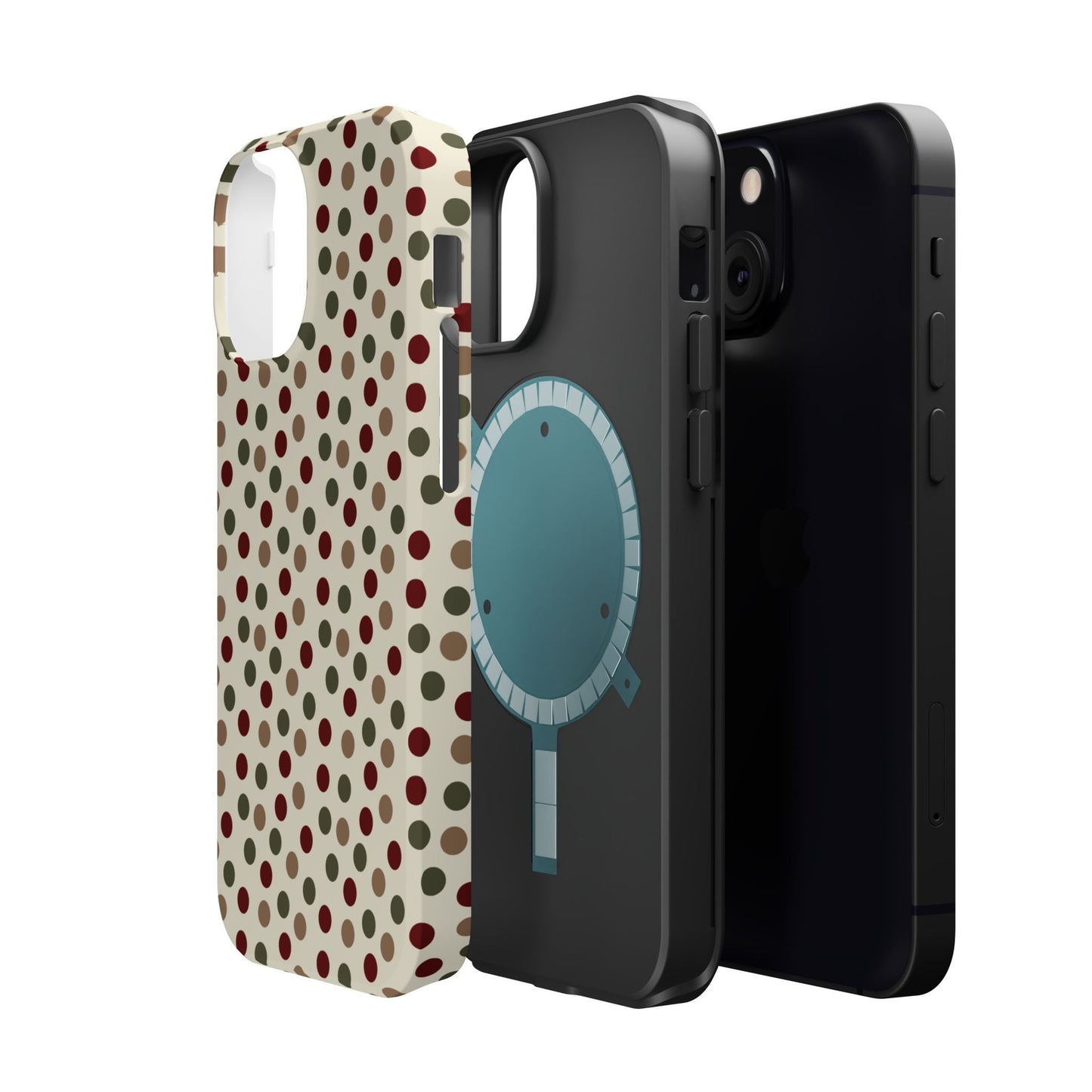 Festive Red & Green Polka Dots on Cream – MagSafe iPhone Case - BOGO Cases