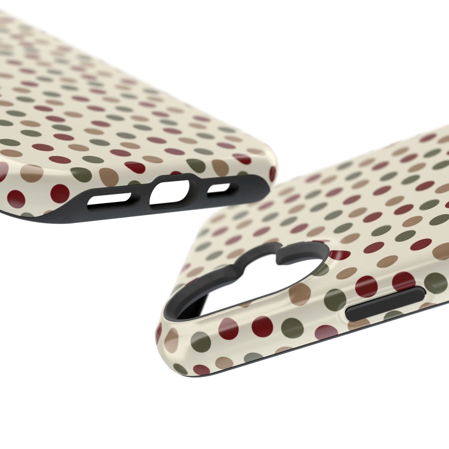 Festive Red & Green Polka Dots on Cream – MagSafe iPhone Case - BOGO Cases