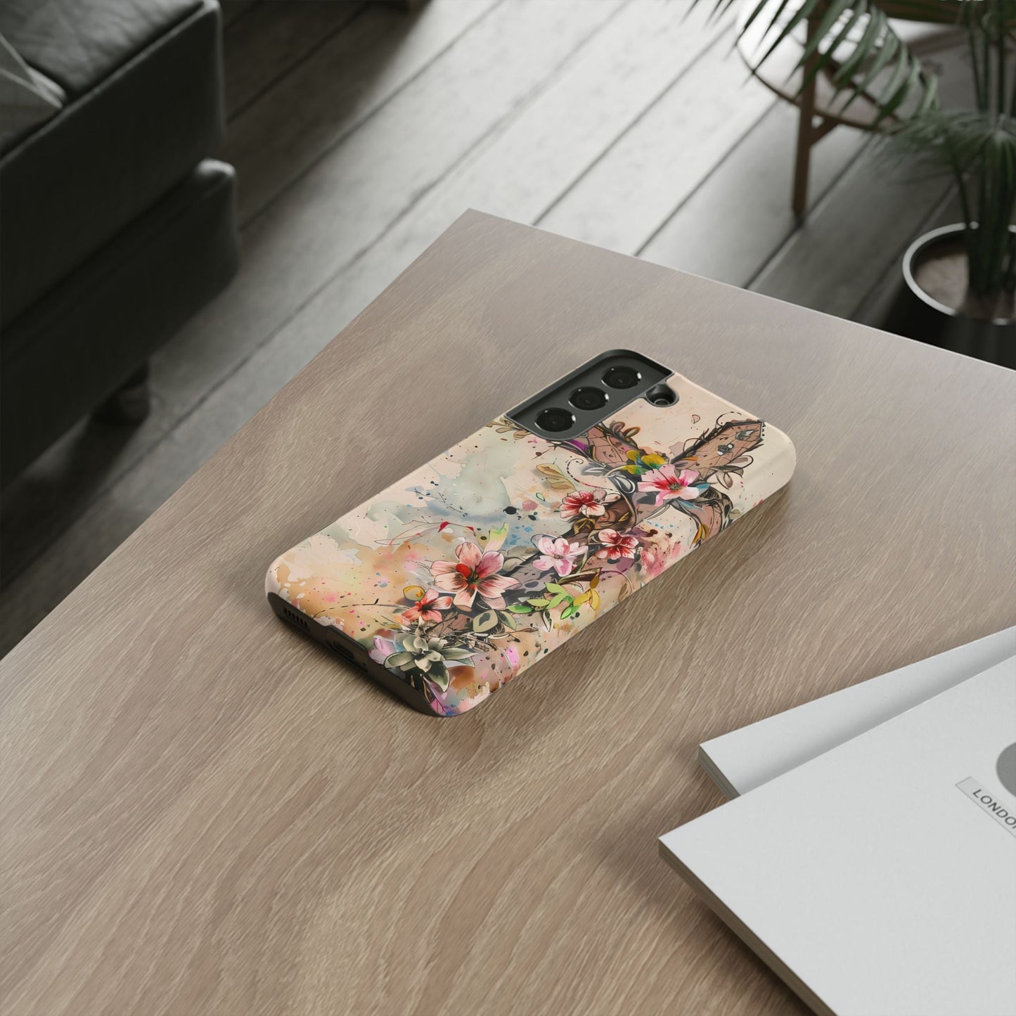 Floral Cross Watercolor - Samsung Galaxy Case, Christian Faith & Art Design - BOGO Cases