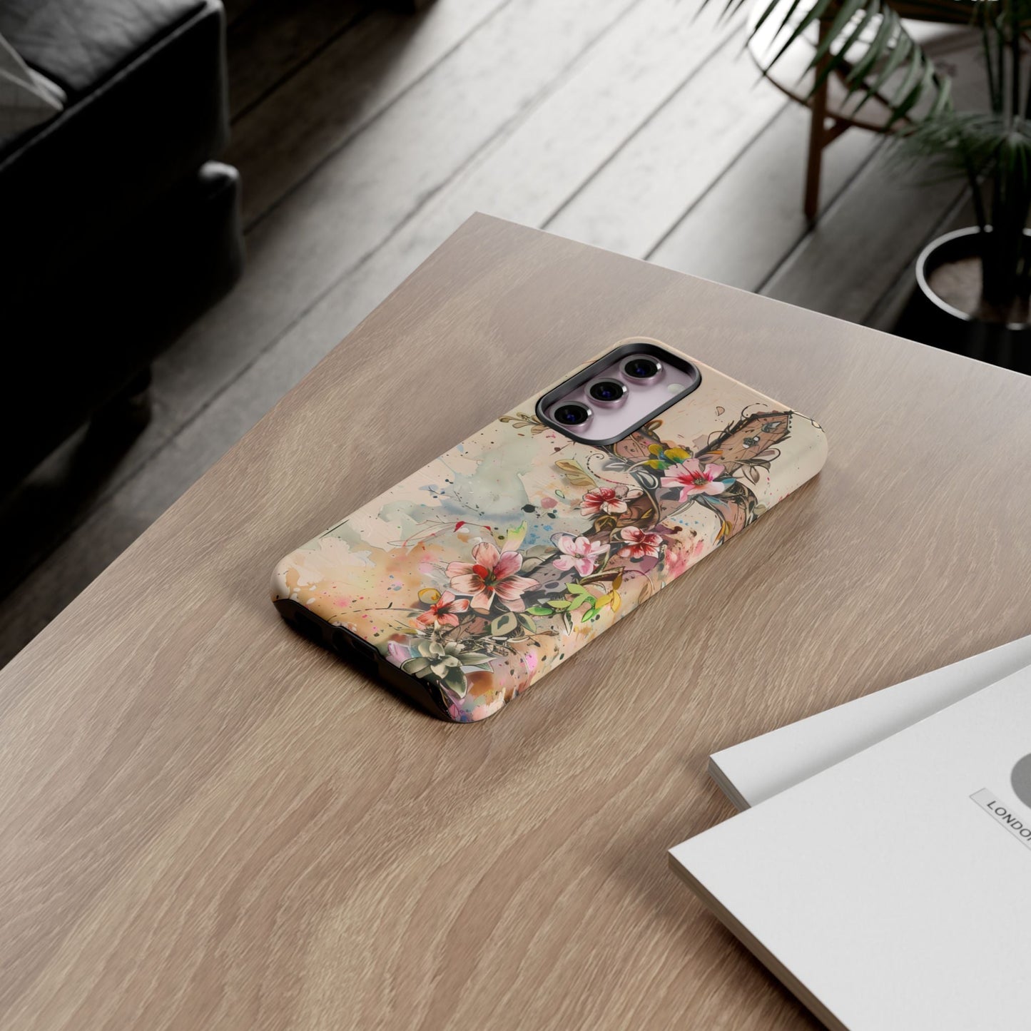 Floral Cross Watercolor - Samsung Galaxy Case, Christian Faith & Art Design - BOGO Cases