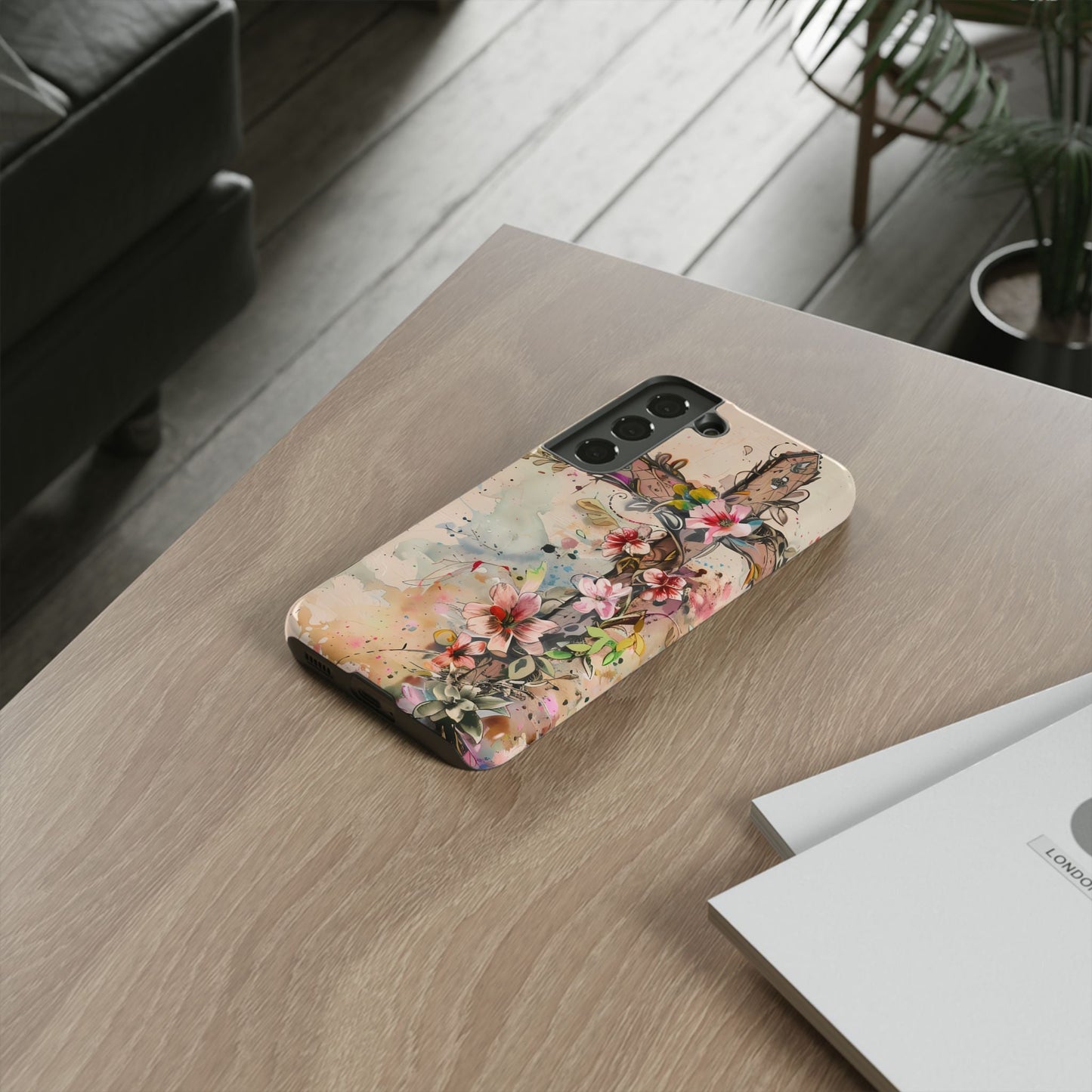 Floral Cross Watercolor - Samsung Galaxy Case, Christian Faith & Art Design - BOGO Cases