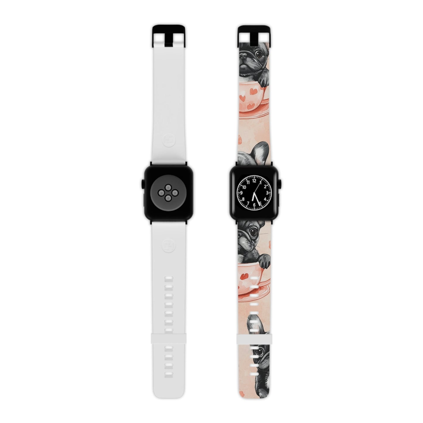 Floral French Bulldogs Apple Watch Band | Elegant Dog Design with Roses & Tea Cups - BOGO Cases