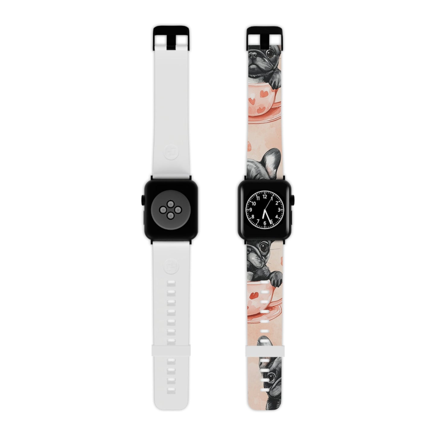 Floral French Bulldogs Apple Watch Band | Elegant Dog Design with Roses & Tea Cups - BOGO Cases