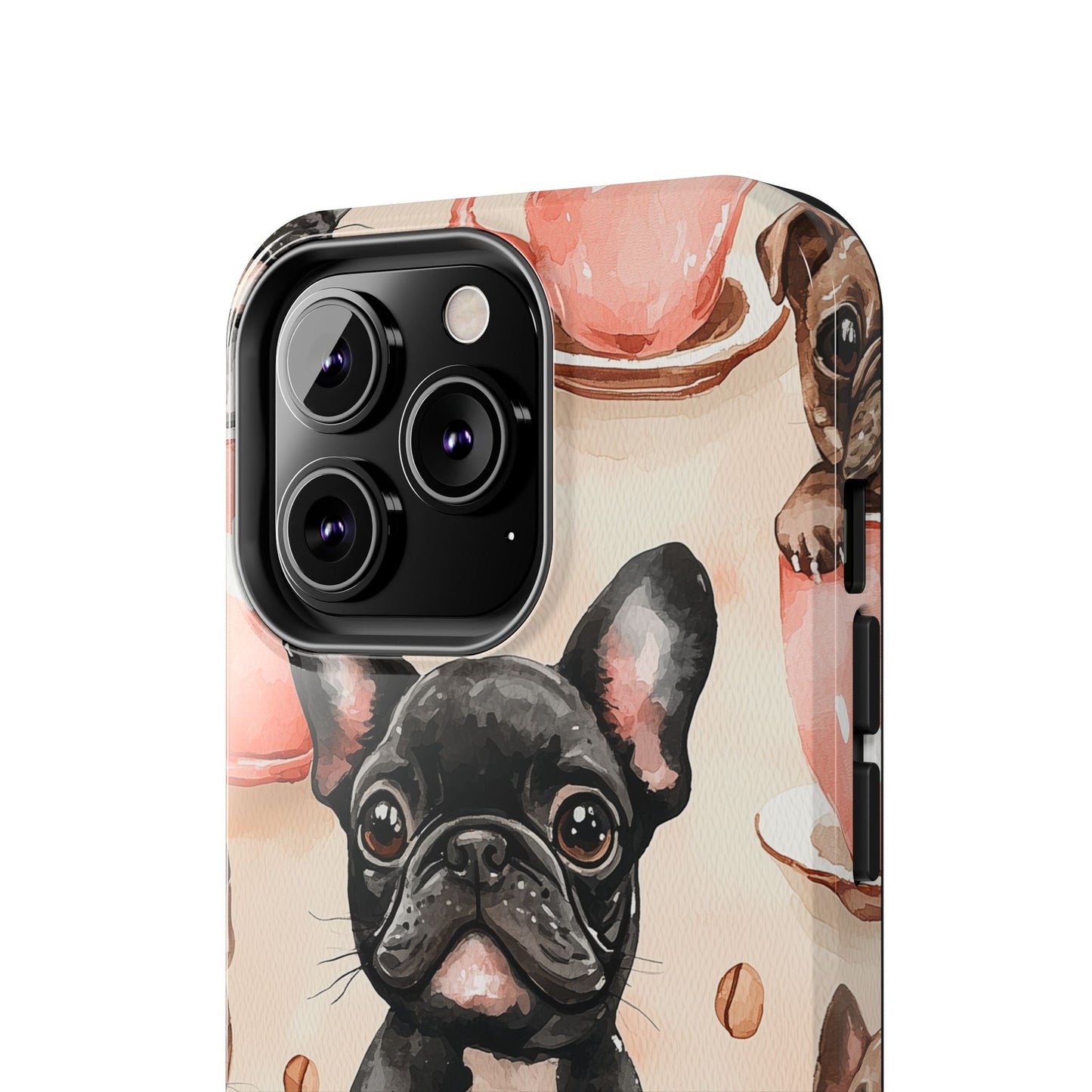 French Bulldogs in Coffee Cup iPhone Case – Cute Dog Art, Shockproof & Slim Design - BOGO Cases