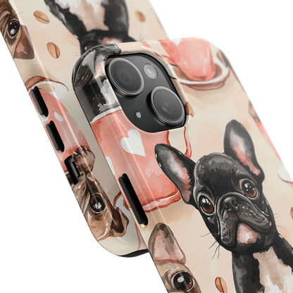 French Bulldogs in Coffee Cup iPhone Case – Cute Dog Art, Shockproof & Slim Design - BOGO Cases