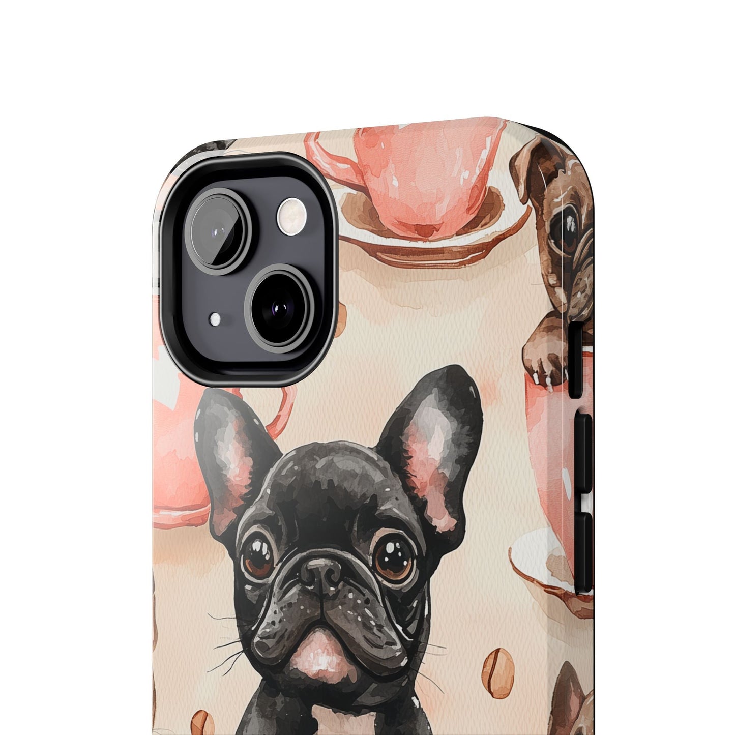 French Bulldogs in Coffee Cup iPhone Case – Cute Dog Art, Shockproof & Slim Design - BOGO Cases