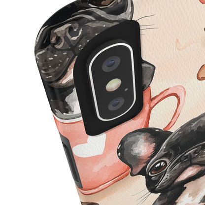 French Bulldogs in Coffee Cup iPhone Case – Cute Dog Art, Shockproof & Slim Design - BOGO Cases