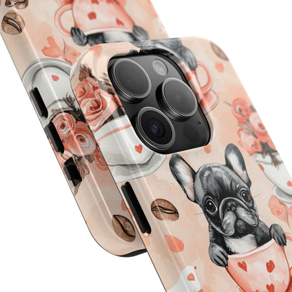 French Bulldogs in Heart iPhone Case – Cute Dog & Floral Design, Shockproof Protection - BOGO Cases