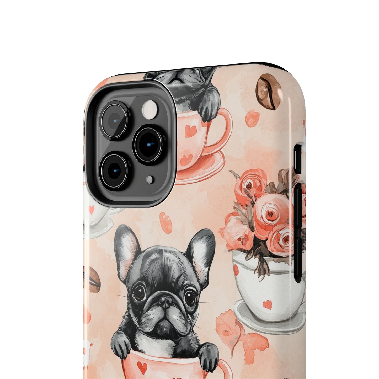 French Bulldogs in Heart iPhone Case – Cute Dog & Floral Design, Shockproof Protection - BOGO Cases