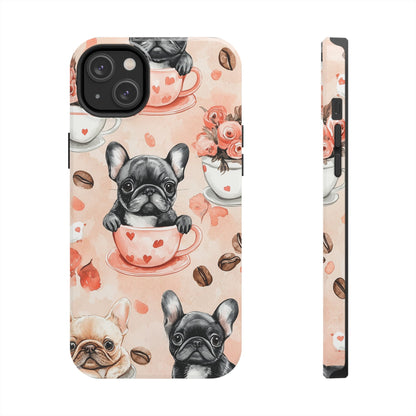 French Bulldogs in Heart iPhone Case – Cute Dog & Floral Design, Shockproof Protection - BOGO Cases