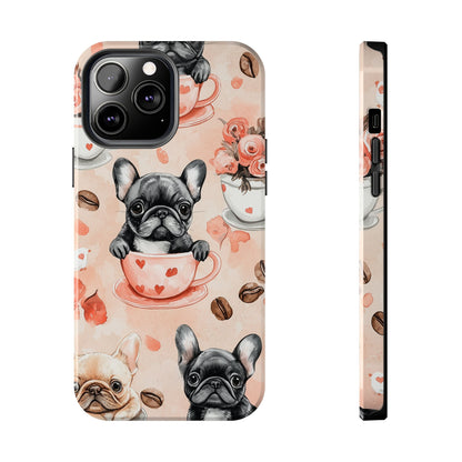 French Bulldogs in Heart iPhone Case – Cute Dog & Floral Design, Shockproof Protection - BOGO Cases