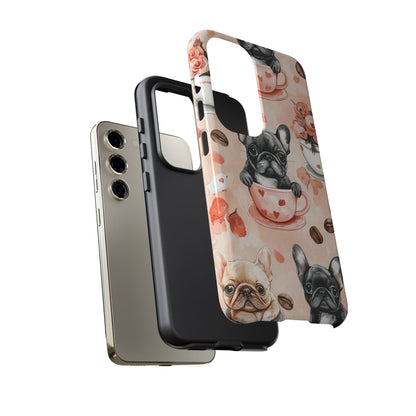 French Bulldogs in Heart Teacups Samsung Galaxy Case – Cute Dog & Floral Design, Shockproof Protection - BOGO Cases