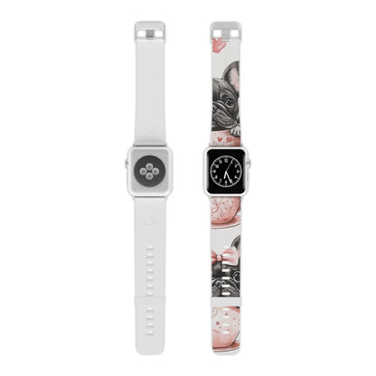 French Bulldogs in Teacups Watch Band – Cute Dog Design with Hearts & Bows - BOGO Cases