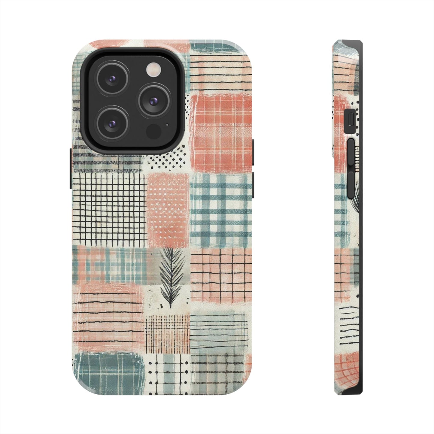 Geometric Patchwork iPhone Case - Modern Minimalist Design, Protective Cover - BOGO Cases