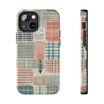 Geometric Patchwork iPhone Case - Modern Minimalist Design, Protective Cover - BOGO Cases