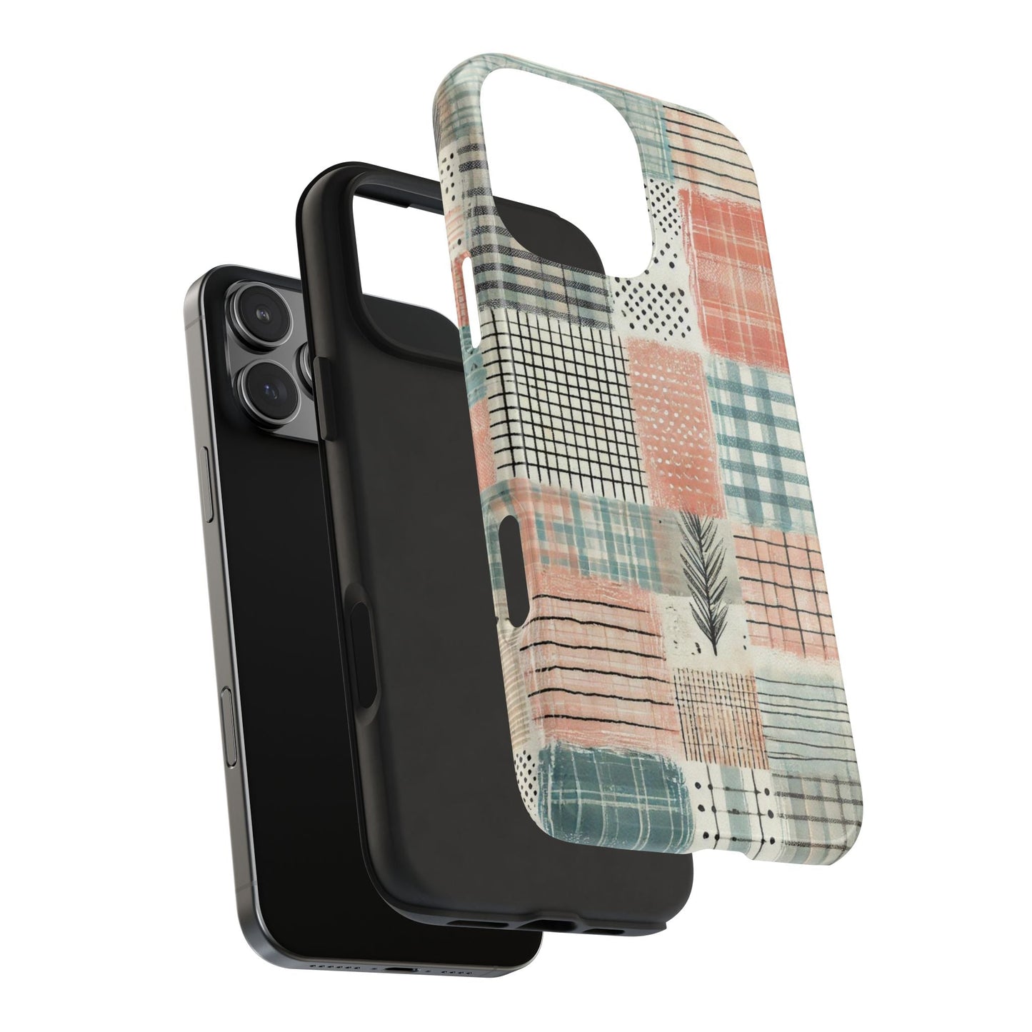 Geometric Patchwork iPhone Case - Modern Minimalist Design, Protective Cover - BOGO Cases