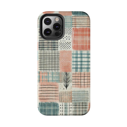 Geometric Patchwork iPhone Case - Modern Minimalist Design, Protective Cover - BOGO Cases