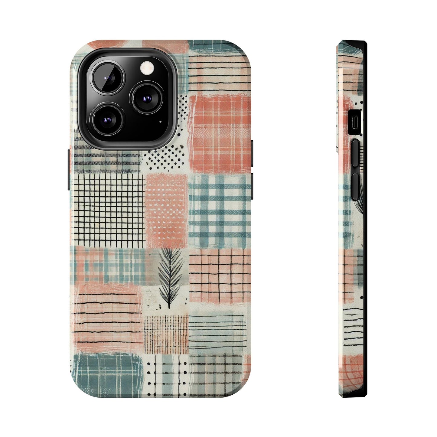 Geometric Patchwork iPhone Case - Modern Minimalist Design, Protective Cover - BOGO Cases