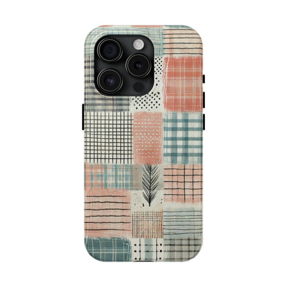 Geometric Patchwork iPhone Case - Modern Minimalist Design, Protective Cover - BOGO Cases