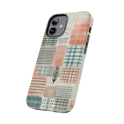 Geometric Patchwork iPhone Case - Modern Minimalist Design, Protective Cover - BOGO Cases