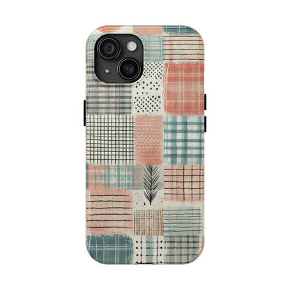 Geometric Patchwork iPhone Case - Modern Minimalist Design, Protective Cover - BOGO Cases